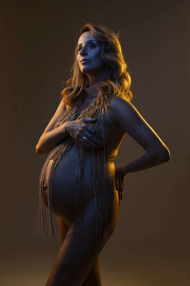 Artistic maternity silhouette portrait