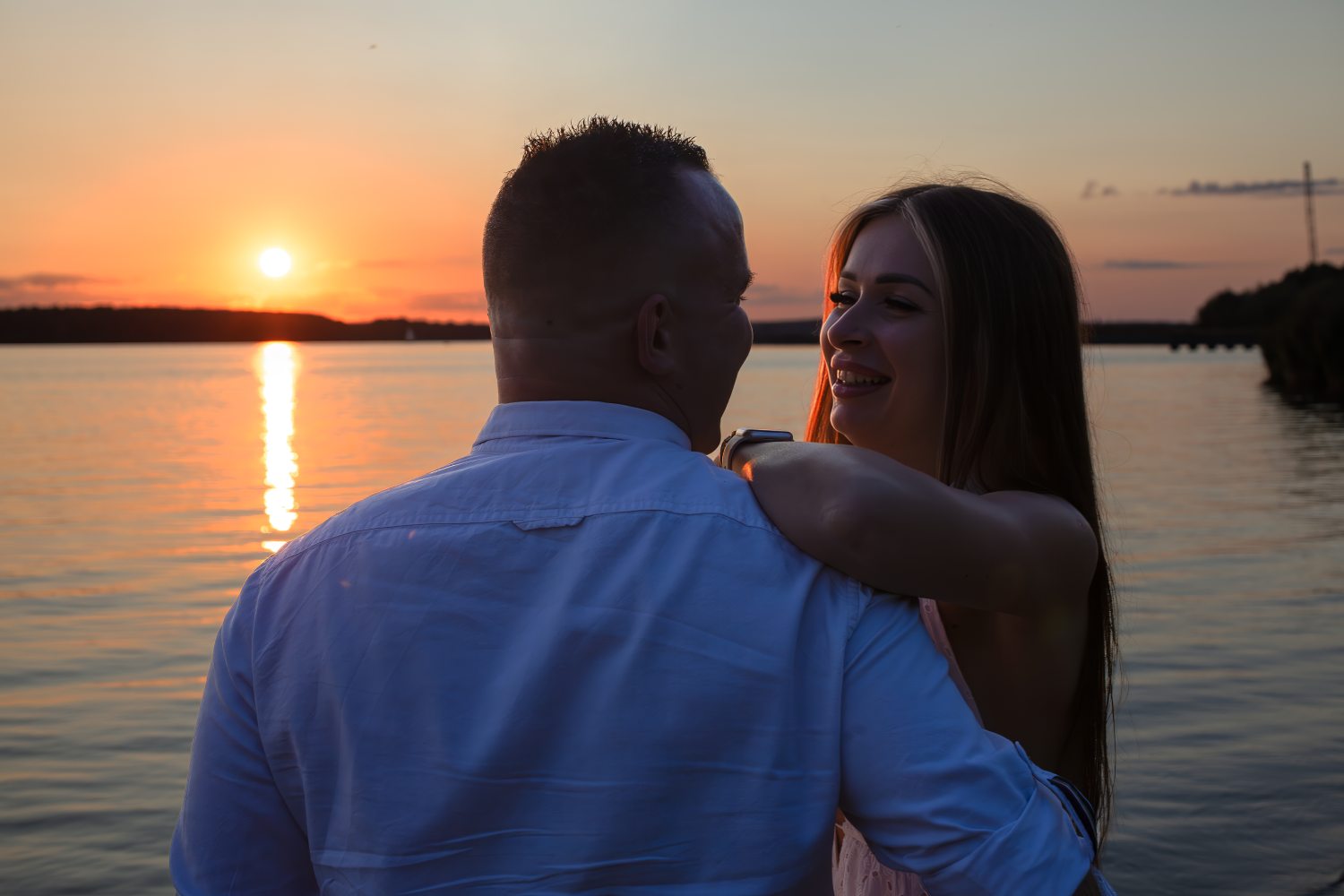 Luminous couple session in soft light